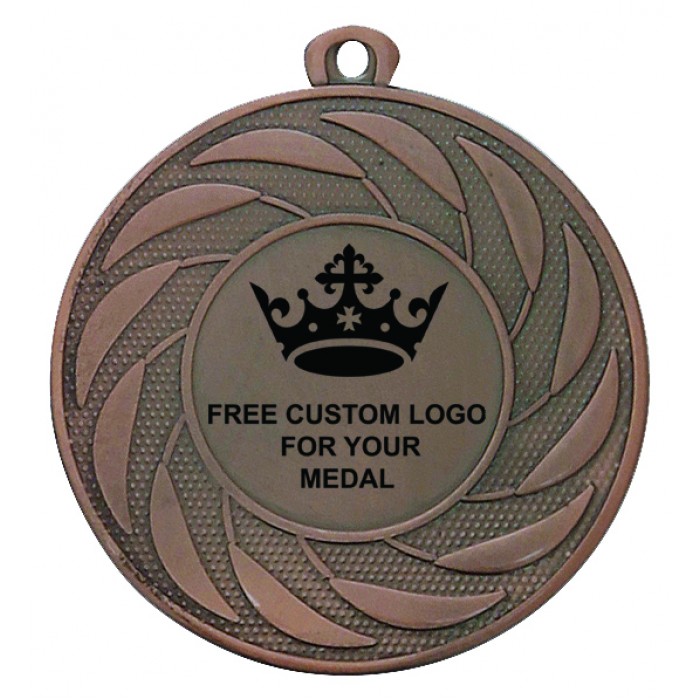 50MM IRON CUSTOM DOMED CENTRE MEDAL - GOLD, SILVER OR BRONZE